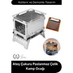 Svein #kampocağı Ateş Çukuru Paslanmaz Çelik Kamp Ocağı Katlanır Taşınabilir Outdoor Izgara Bushcraft Piknik Barbekü Sobası Demonte Kompakt Portatif Rüzgar Korumalı Odun Yakma Ünitesi Taşıma Çantalı - -- - 1