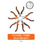 Svein Mini Takı Bijuteri Seti Dayanıklı Kesme Kıvırma Pense Yan Keski Karga Burun Hobi Alet Takımı 5'li