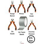 Svein Mini Takı Hobi Karga Burun Yan Keski Pense Ön Keski Kıvırma Pensesi Çok Amaçlı Gri Tamir Bandı Seti - Renkli