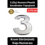Svein No 3 Kapı Numarası Kendinden Yapışkanlı Masa Dolap Plastik Ev Posta Kutusu Dış Mekan Daire 3,75 cm - Gri