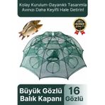 Svein Özel Kolay Kurulum Fermuarlı Yem Bölmeli Büyük Gözlü Yengeç Balık Tuzağı Kapanı Ağı Filesi 16 Gözlü