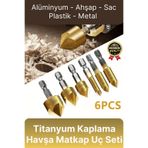 Svein Özel Paslanmaz Çelik Kırılmaz HSS Bits Uçlu Altıgen Titanyum Kaplama Havşa Matkap Uç Seti 6 Parça
