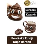 Svein Özel Üretim Poo Kaka Emoji Kupa Bardak Esprili Eğlenceli Kapaklı Komik Karikatür Gülücük 3D Seramik - Renkli