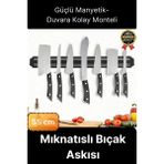 Svein Pratik Güçlü Manyetik Duvara Monteli Yer Tasarrufu Mutfak Aleti Mıknatıslı Bıçak Standı Askısı-55 cm - Gri