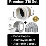 Svein Premium Baca Klapesi Alüminyum Bant Aspiratör Borusu Seti Folyo Yanmaz Sızdırmaz Havalandırma Mutfak