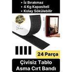 Svein Premium Çivisiz Resim Çerçeve İz Bırakmaz Sökülebilen Tablo Asma Bandı 24'lü Set Cırt Bant Yapışkan Siyah