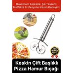 Svein Premium Seri Paslanmaz Çelik Keskin Şekillendirici Kesici Çift Başlıklı Pizza Mantı Hamur Bıçağı
