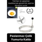 Svein Premium Yanmaz Yapışmaz Paslanmaz Metal Yuvarlak Omlet Krep Kalıbı Tava Sahanda Yumurta Pankek - Altın - 1