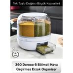 Svein #saklamakabı 360 Derece 6 Bölmeli Hava Geçirmez Erzak Organizer Döner Kuru Gıda Bakliyat Saklama Kabı Şeffaf Mutfak Düzenleyici Silikon Mühürlü Tahıl Dispenseri Tek Tuşlu Dağıtıcı Büyük Kapasiteli - 001-Renkli