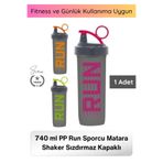 Svein #Shaker Desenli Shaker 740 ml PP Run Sporcu Matara Plastik Sızdırmaz Kapaklı Protein Tozu Karıştırıcı Fitness Spor Salonu Antrenman Su Şişesi Taşınabilir Dayanıklı Drink Bottle