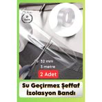 Svein #sızdırmazbant 2 Adet Su Geçirmez Şeffaf Izolasyon Bandı Tezgah Lavabo Kenar Tamir Güçlü 38MM x 3m - 10002 Adet