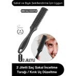 Svein #tarak 2 Jiletli Saç Sakal Inceltme Tarağı Profesyonel Berber Kuaför Kırık Uç Düzeltme Kat Verme Şekillendirme Seyreltme Kesim Aparatı Çift Taraflı Güvenlik Korumalı Paslanmaz Çelik 18 cm