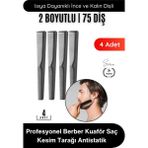Svein #tarak Profesyonel Berber Kuaför Saç Kesim Tarağı Siyah Karbon Antistatik Isıya Dayanıklı Ince Kalın Dişli Sakal Bıyık Şekillendirme Boyama Fön Tarama Seti 4 Adet 17 cm Hafif Dayanıklı