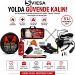 Sviesa 5’li Araç Acil Durum Seti Kriko Takviye Kablosu Kompresör Bijon Anahtarı Trafik Seti Yangın Tüpü
