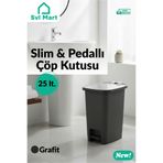 SVL MART 25 Litre Slim & Pedallı Plastik Çöp Kovası Çöp Kutusu İç Kovasız Sistem