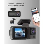 Svoria Store 1080P Üç Kameralı Araç Kamerası Wi-Fi Destekli Park Modu ve G-Sensörlü - Çok Renkli