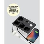 Svoria Store 4.1A Hızlı Şarjlı Akım Korumalı 4 Priz ve 3 USB Çıkışlı Priz - Çok Renkli