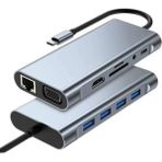 Svoria Store 8in1 Type-C Çoklayıcı Hub HDMI 4K USB 3.0 Sd Tf Kart RJ45 Ethernet Dönüştürücü Adaptör - Çok Renkli