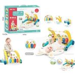Svoria Store BIB6015 -Vardem Piyanolu 2 In 1 Bebek Yürüteci ve Tavşan Desenli Mavi Oyun Halısı - Çok Renkli - 0,60 x 19 x 29 cm
