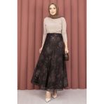 SVS Batik Desen Tül Etek Kahve - 42