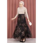 SVS Batik Desen Tül Etek Siyah - 44