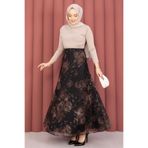 SVS Batik Desen Tül Etek Siyah