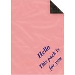 Svs Etiket Plastik Hello This pack is for you Baskılı Cepsiz Gül Kurusu Kargo Poşeti - 25x30+5 / 100 Adet