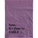 Svs Etiket Plastik Now It's Time To Smile : Baskılı 25 x 30+5 Cepli Lila Kargo Poşeti