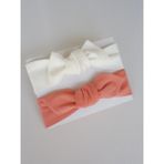 Swan Butik Kız Çocuk Bebek Bandana Toka Seti 2'li Bej Şeftali ve Beyaz bandana - Standart - Krem - Bej