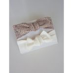 Swan Butik Kız Çocuk Bebek Bandana Toka Seti 2'li Benekli Bej Krem Ribana - Standart - Leopar - Pembe