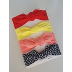SWAN BUTİK KIZ ÇOCUK BEBEK BANDANA TOKA SETİ 4'LÜ (Lacivert Desenli)