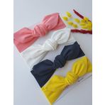 SWAN BUTİK KIZ ÇOCUK BEBEK BANDANA TOKA SETİ 4'LÜ (Sarı Antrasit, Beyaz Somon