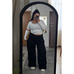 Swana Kadın Büyük Beden Baggy Jean Pantolon- Siyah