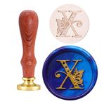 SWANGSA İlk Alfabe X Mum Mühür Damgası, Düğün Davetiyesi için Vintage Zarif Kelebek Harf Mühür Damgası, Hediye Paketi, Zarf, Noel Şükran Günü Kartı (X)