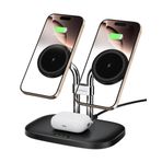 SwanScout iPhone 16 15 için Kablosuz Şarj Cihazı, SwanScout 706M, iPhone 14/13/12 Serisi için Çift Manyetik Şarj Cihazı, AirPods Pro 2, AirPods 4/3rd için Şarj İstasyonu (Siyah)