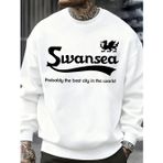 Swansea En İyi Şehir Mektup Tasarım Erkek Kazaklar Vintage Kazak Rahat Yumuşak Giyim Polar Hi