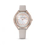 Swarovski 5519450 Crystalline Aura Ls Deri Kayış Gri Pembe Altın Rengi Kaplama Kol Saati