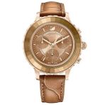 Swarovski 5632260 Octea Lux Chrono Deri Kayış Kahverengi Sarı Altın Rengi Kaplama Kol Saati