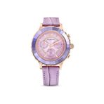 Swarovski 5632263 Octea Lux Chrono Deri Kayış Mor Pembe Altın Rengi Kaplama Kol Saati