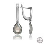 Swarovski Crystal Taşlı Harem Altın Gümüş Beyaz Damla Sallantılı Kadın Küpe