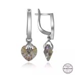 Swarovski Crystal Taşlı Harem Altın Gümüş Beyaz Kalp Sallantılı Kadın Küpe