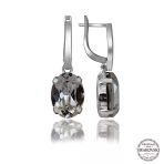 Swarovski Crystal Taşlı Harem Altın Gümüş Beyaz Oval Sallantılı Kadın Küpe
