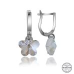 Swarovski Crystal Taşlı Harem Altın Gümüş Beyaz Papatya Sallantılı Kadın Küpe