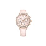 Swarovski Matrix Tennis Chrono Saat, Isviçre Üretimi, Deri Kayış, Pembe, Pembe Altın Rengi Yüzey