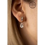 Swarovski Taşlı Damla Model Rose Kaplama Gümüş Zirconia Küpe