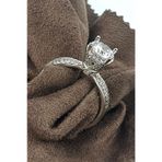Swarovski taşlı gümüş kalp detayli tek taş yüzük