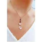 Swarovski taşlı Gümüş üzerine rose altın kaplama Kalpli Kolye
