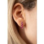 Swarovski Taşlı Halka ve Üçtaş Model Rose Kaplama Gümüş Crystal Küpe