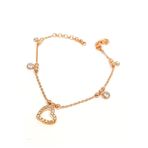 Swarovski Tasli Kalp Figurlu Gumus Rose Ask Bilekligi