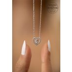 Swarovski Taşlı Kalp ve Damla Model Zirconia Gümüş Kolye